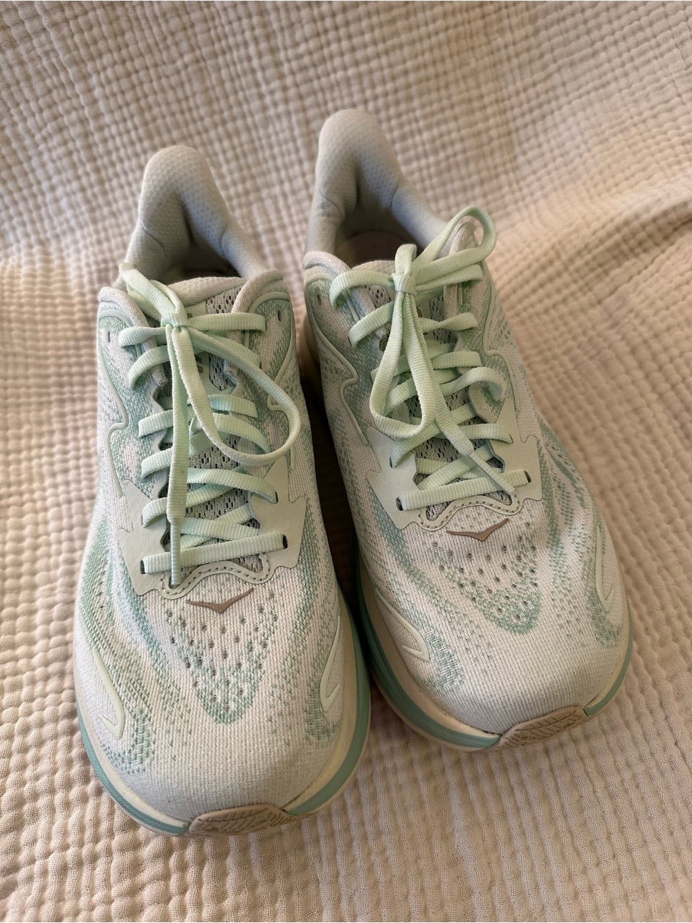 Hoka Women's Light Mint and White Running Shoes - Picture 2 of 5